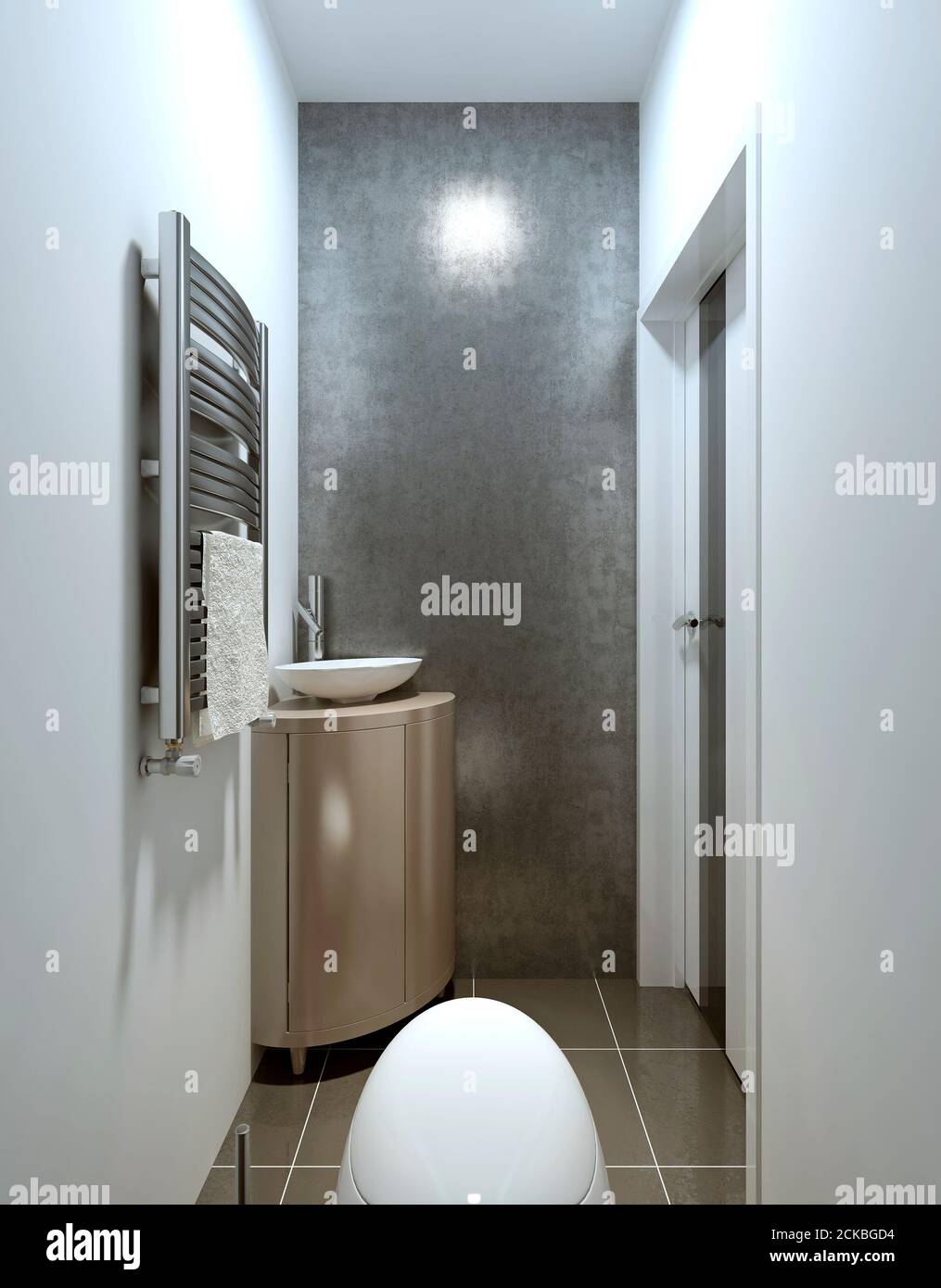 Modern Contemporary style toilet, gray and beige. 3D render Stock Photo
