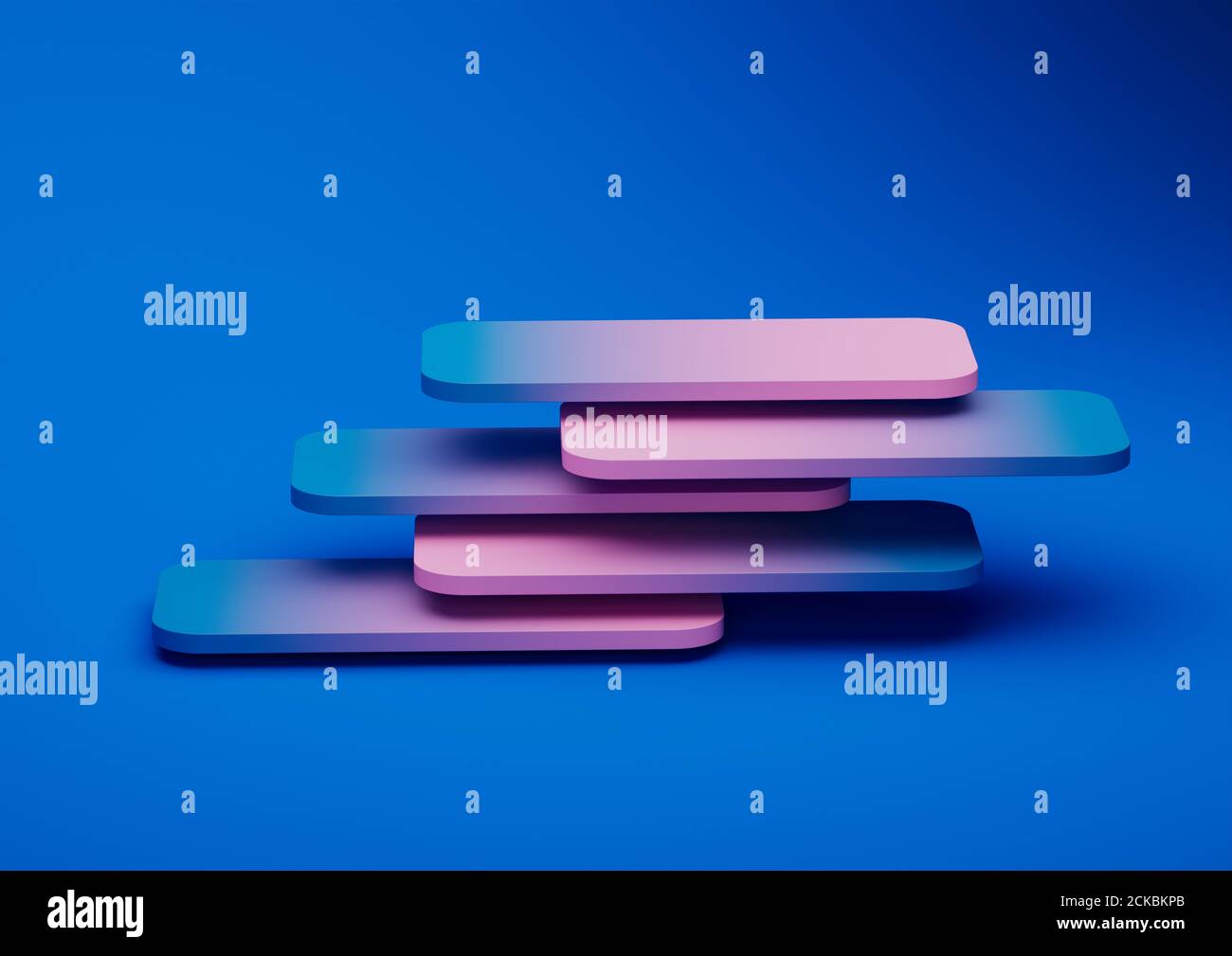Abstract 3d render composition, blue background design with pink and ...