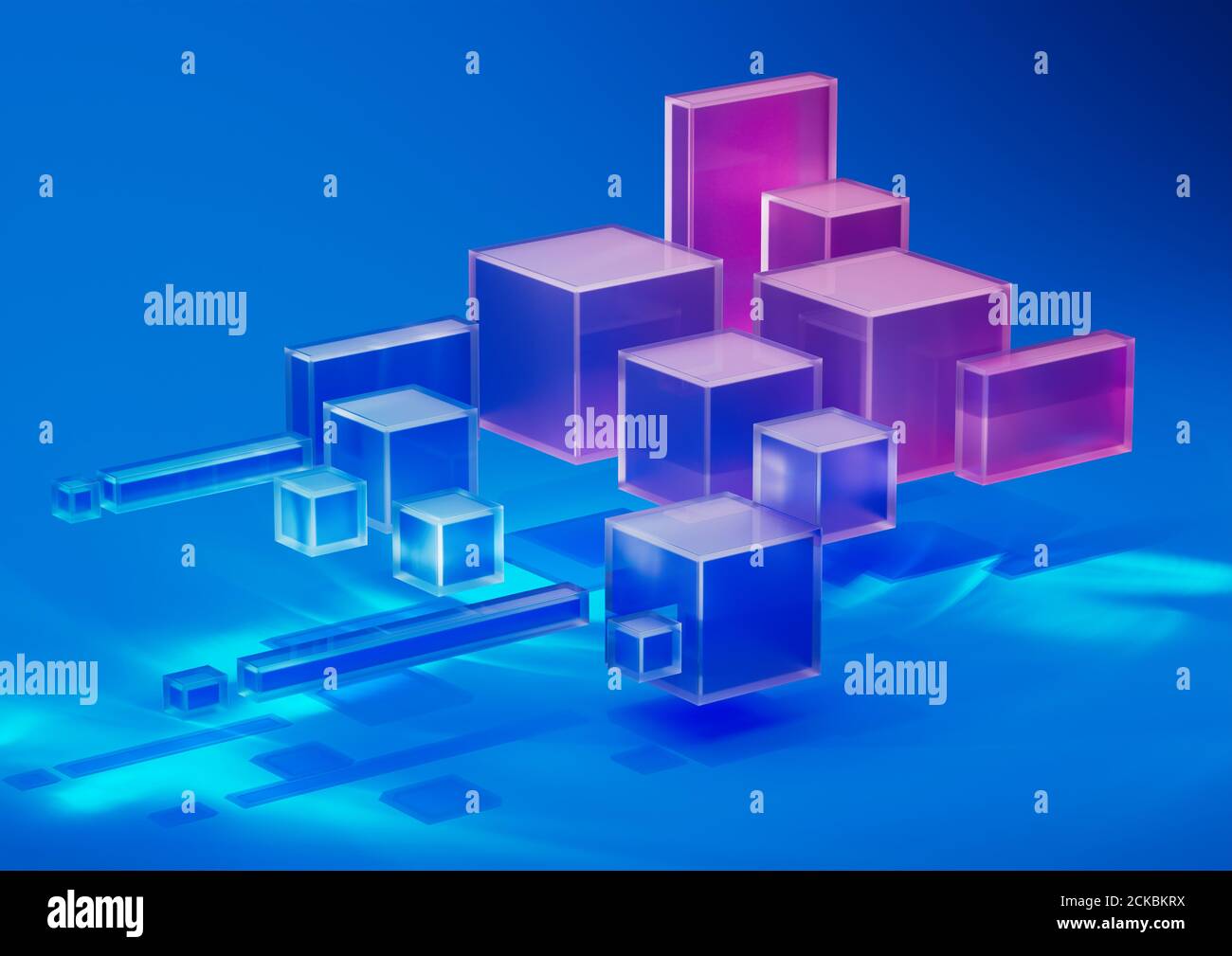 Abstract 3d render composition, blue background design with pink and ...