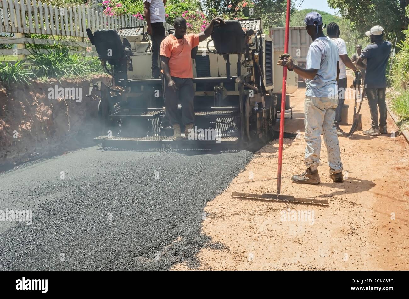 Mayfield to Lovers Leap Road Resurfacing In Jamaica Stock Photo