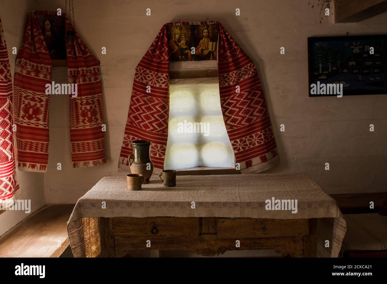 interior in old Slavic house in the village Stock Photo