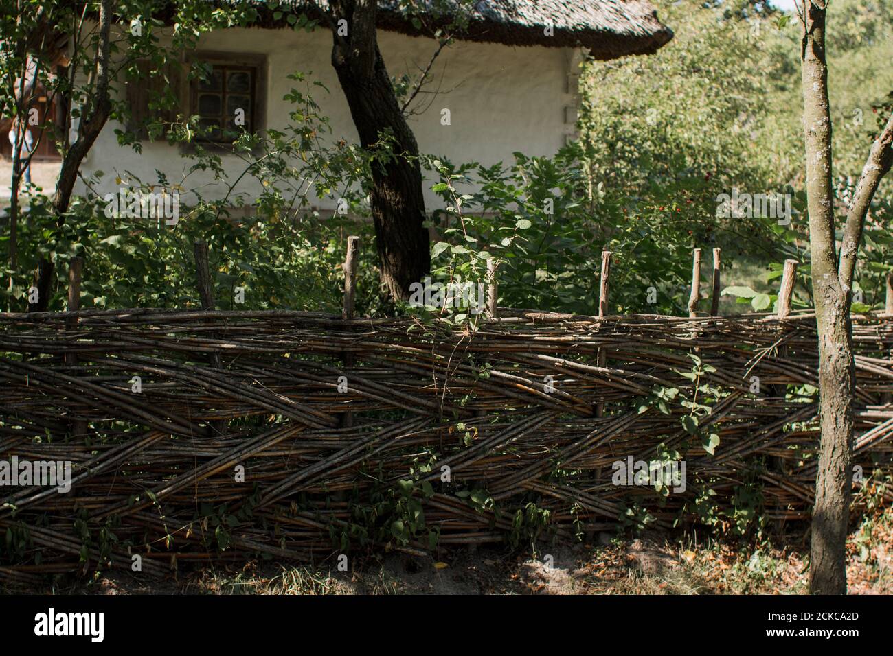 old wooden fence in clearing in the village Stock Photo - Alamy