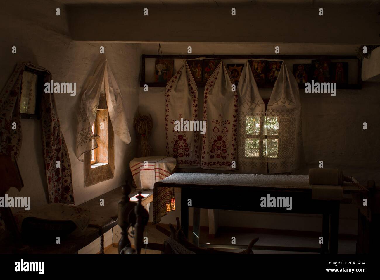 interior in old Slavic house in the village Stock Photo