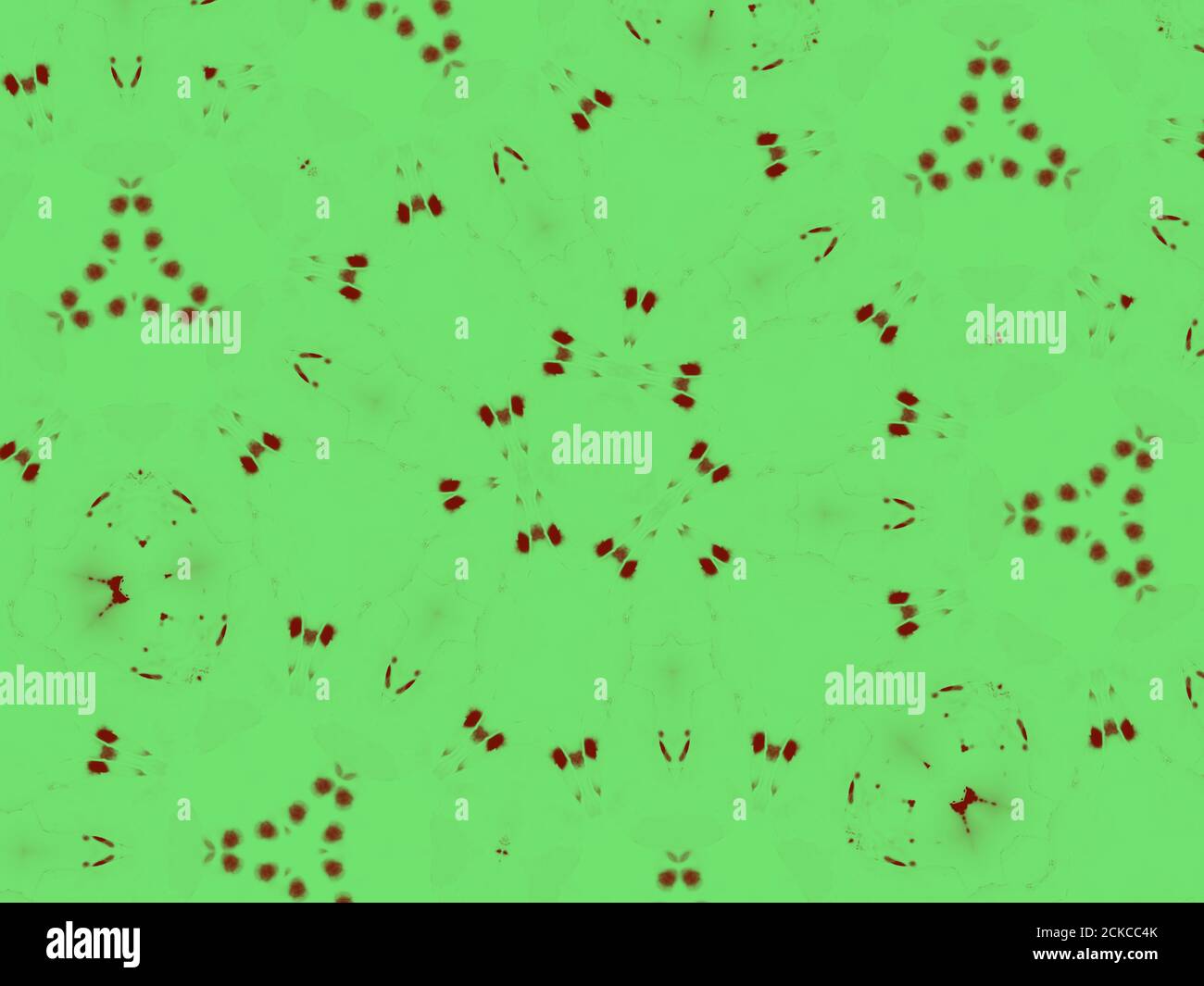 Illustration of a green and red abstract kaleidoscope as a background