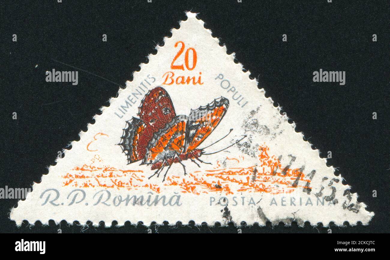 ROMANIA - CIRCA 1960: stamp printed by Romania, shows Limenitis Populi, circa 1960 Stock Photo