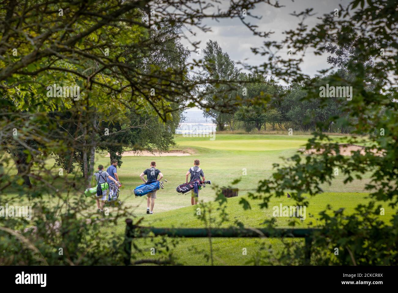 Men playing golf at Warley Park Golf Club, Brentwood, Essex Stock Photo