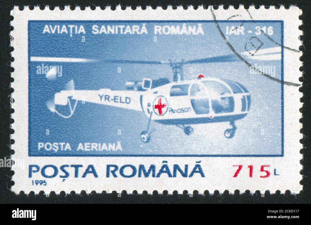ROMANIA - CIRCA 1995: stamp printed by Romania, show helicopter, circa 1995. Stock Photo