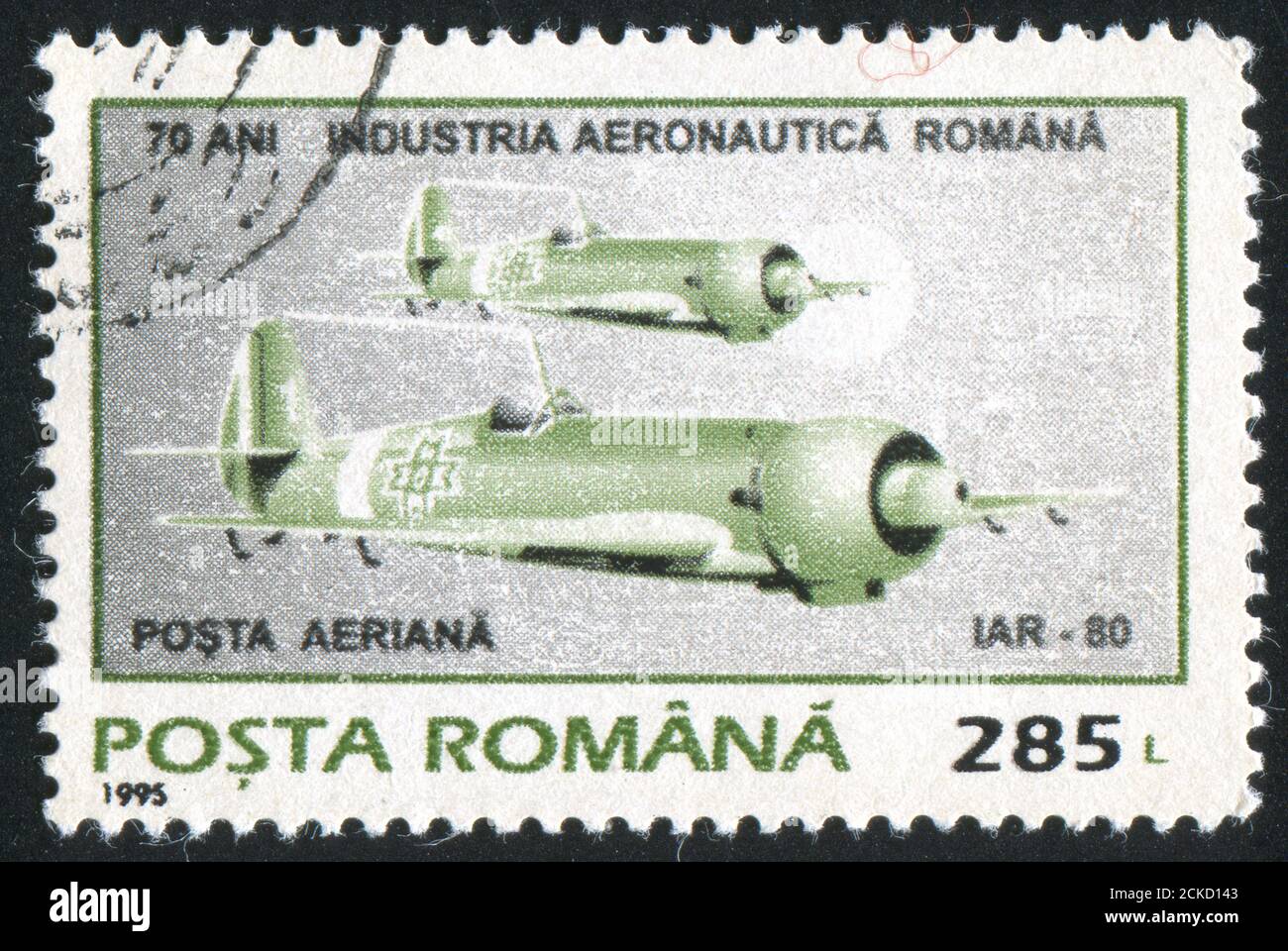 ROMANIA - CIRCA 1995: stamp printed by Romania, show plane, circa 1995. Stock Photo