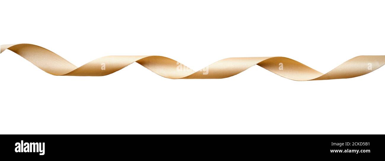 A curly twisted gold ribbon for Christmas and birthday present banner ...