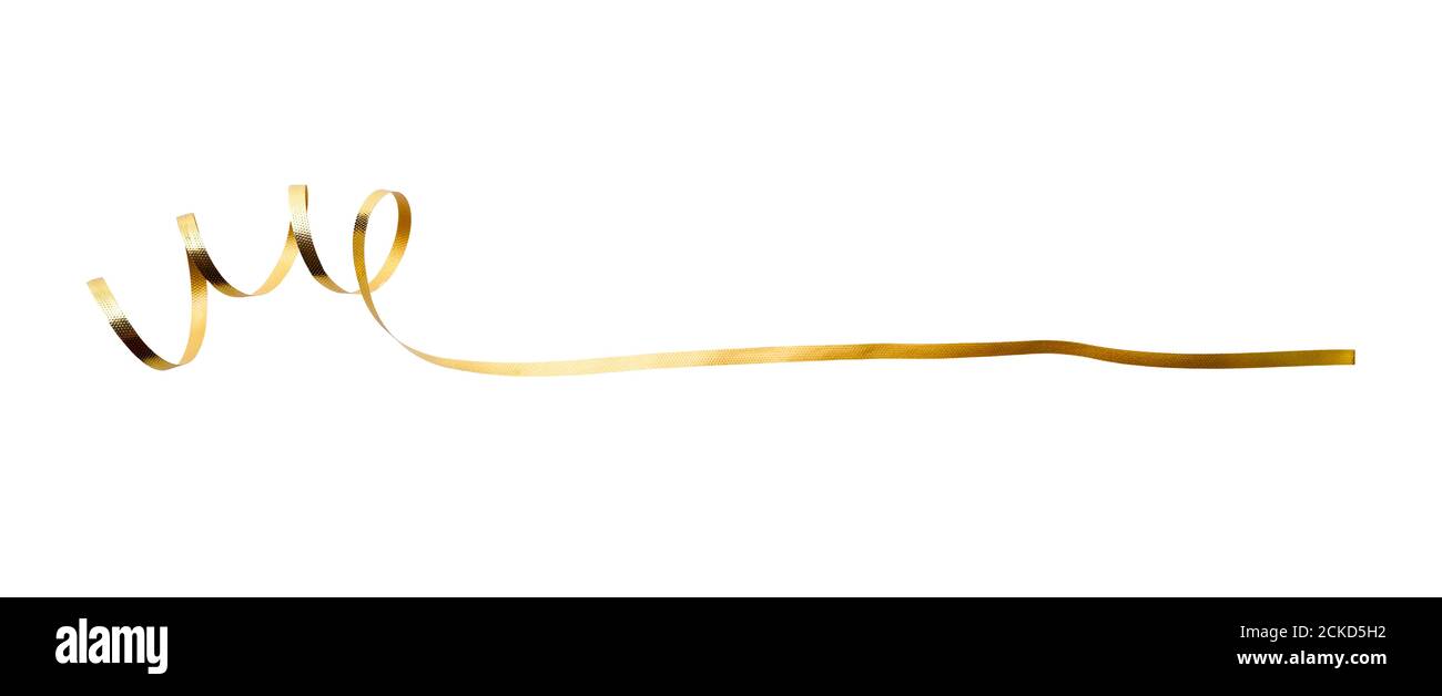 A thin curly gold ribbon for Christmas and birthday present banner ...