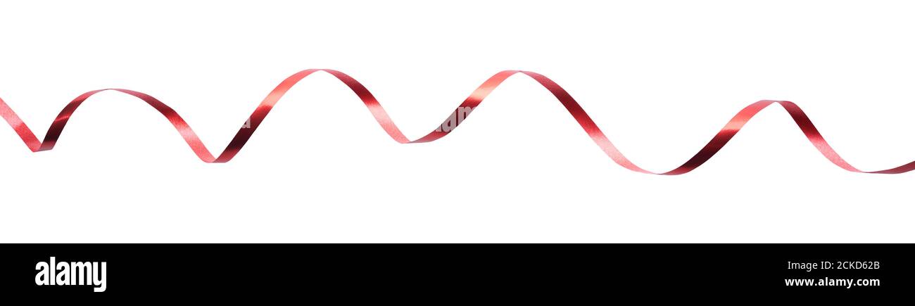 A thin curly red ribbon for Christmas and birthday present banner ...