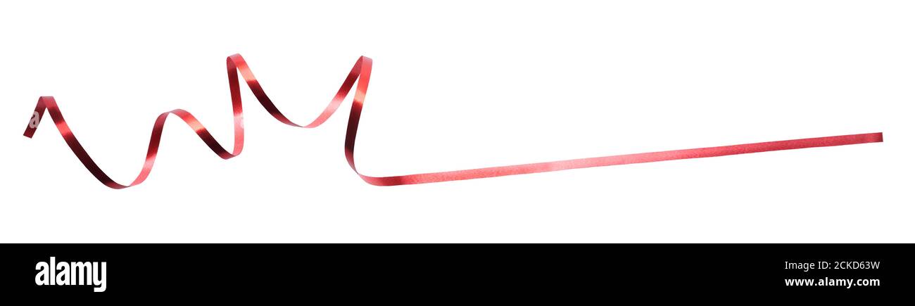 A thin curly red ribbon for Christmas and birthday present banner ...