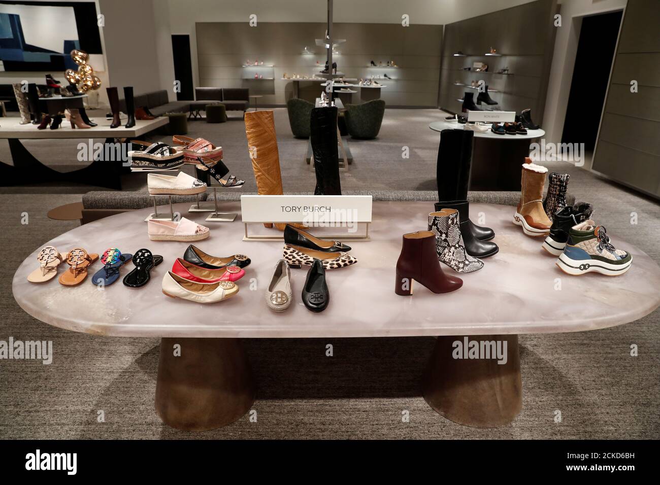 Designer Tory Burch shoes are seen on display at the Nordstrom flagship  store during a media preview in New York, ., October 21, 2019.  REUTERS/Shannon Stapleton Stock Photo - Alamy