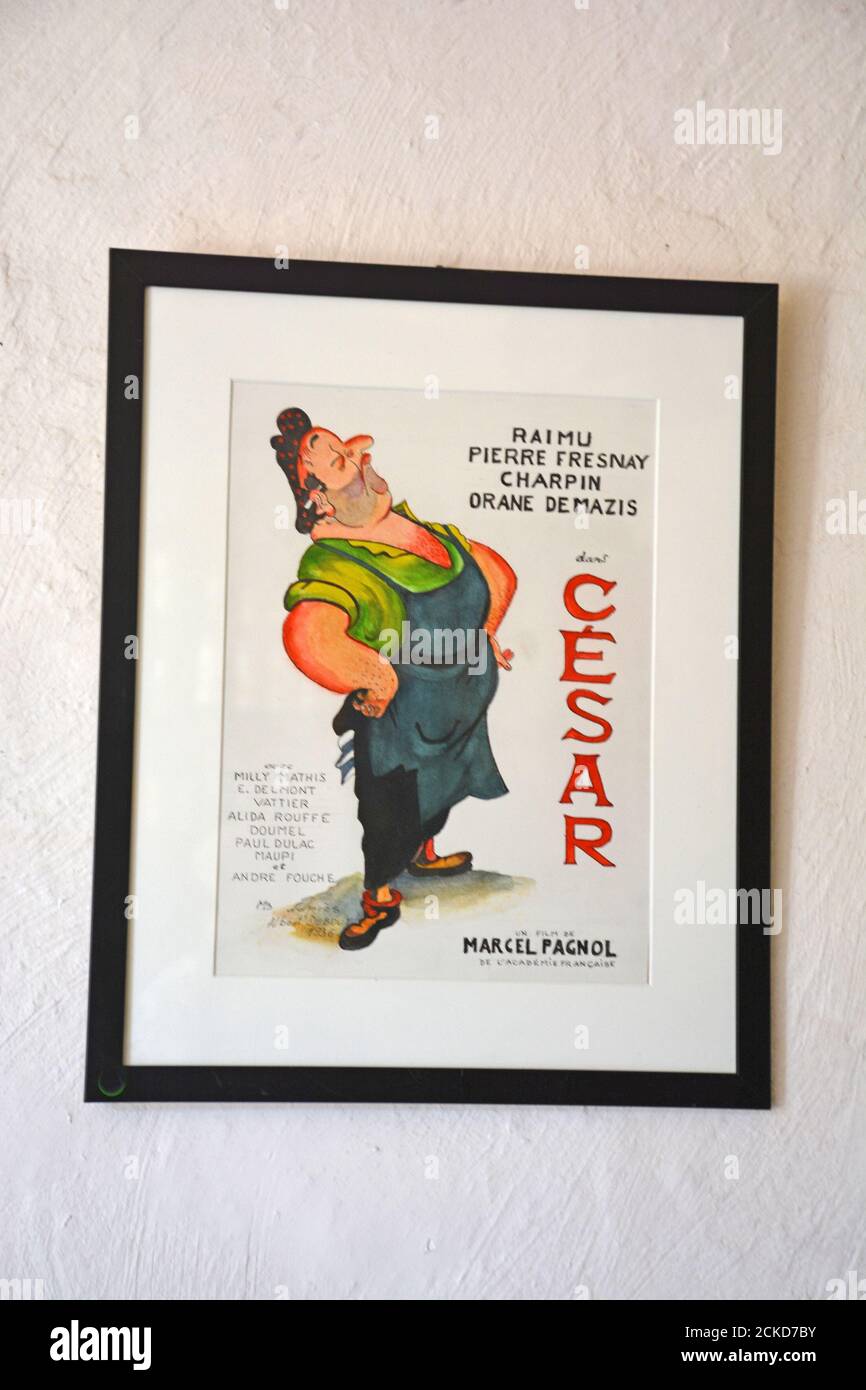 César, advertising vintage poster of the Marcel Pagnol film, by Albert Dubout (1905-1976), watercolor copy by  french artist Maurice Boutanquoi Stock Photo