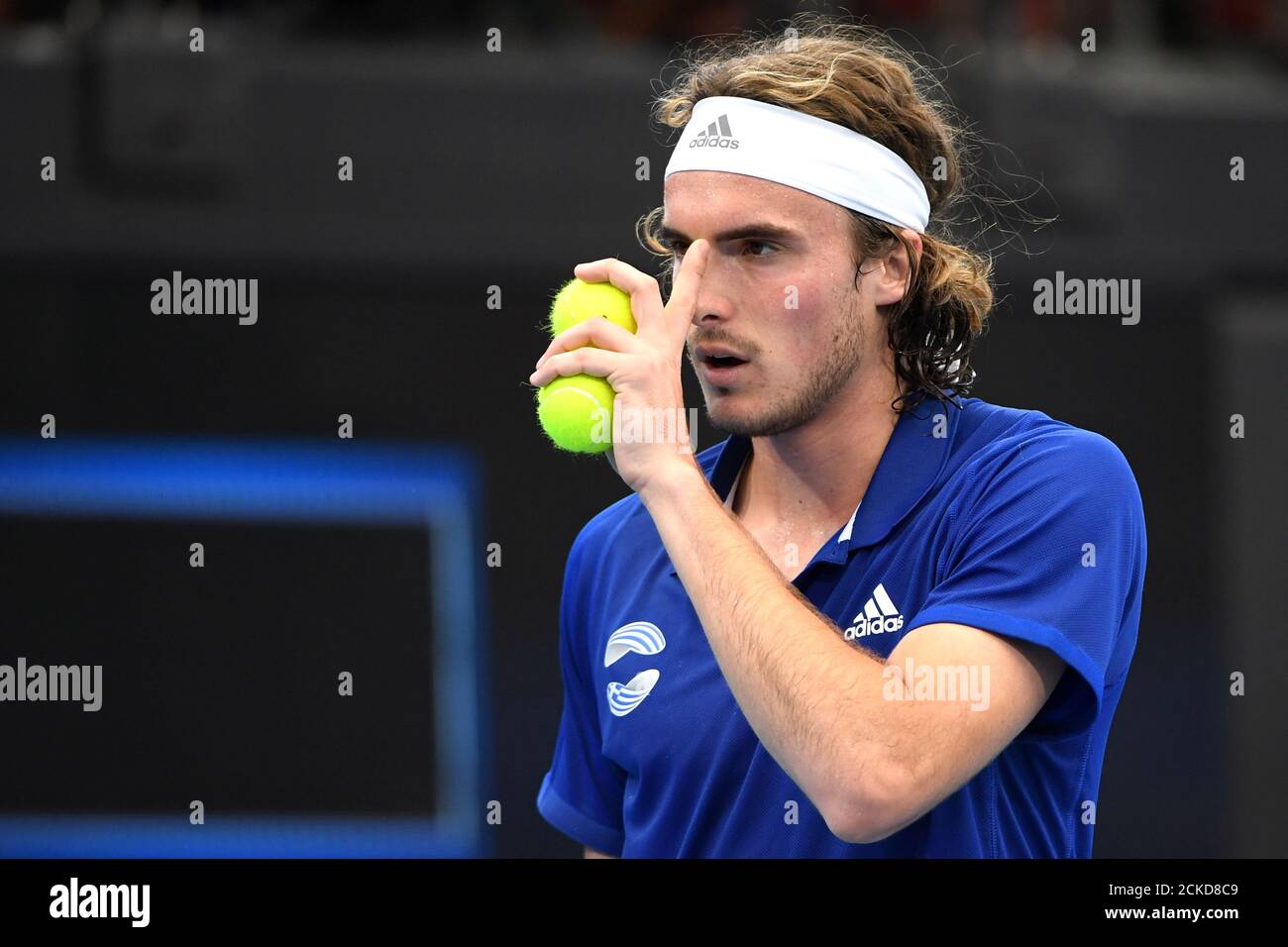 Tennis - ATP Cup - Queensland Tennis Centre, Brisbane, Australia - January  3, 2020 Greece's Stefanos Tsitsipas during his Group F singles match  against Canada's Denis Shapovalov REUTERS/Tracey Nearmy Stock Photo - Alamy