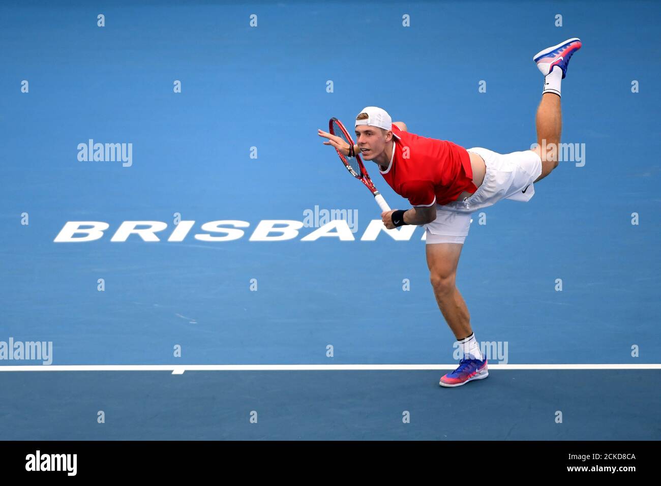 Tennis - ATP Cup - Queensland Tennis Centre, Brisbane, Australia - January  3, 2020 Canada's Denis Shapovalov in action during his Group F singles  match against Greece's Stefanos Tsitsipas REUTERS/Tracey Nearmy Stock Photo  - Alamy