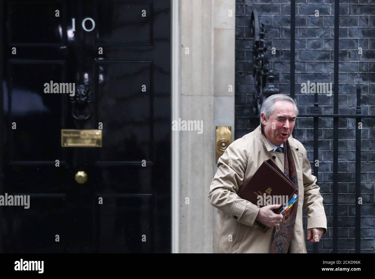 Britain's Attorney General Geoffrey Cox leaves Downing Street in London, Britain, January 14, 2020.  REUTERS/Simon Dawson Stock Photo