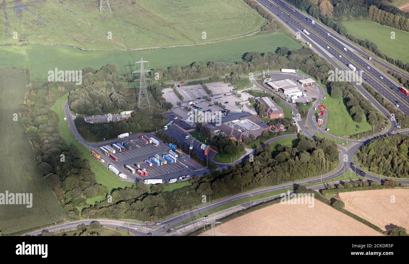 aerial view of Roadchef Chester M56 Shopping Centre Stock Photo