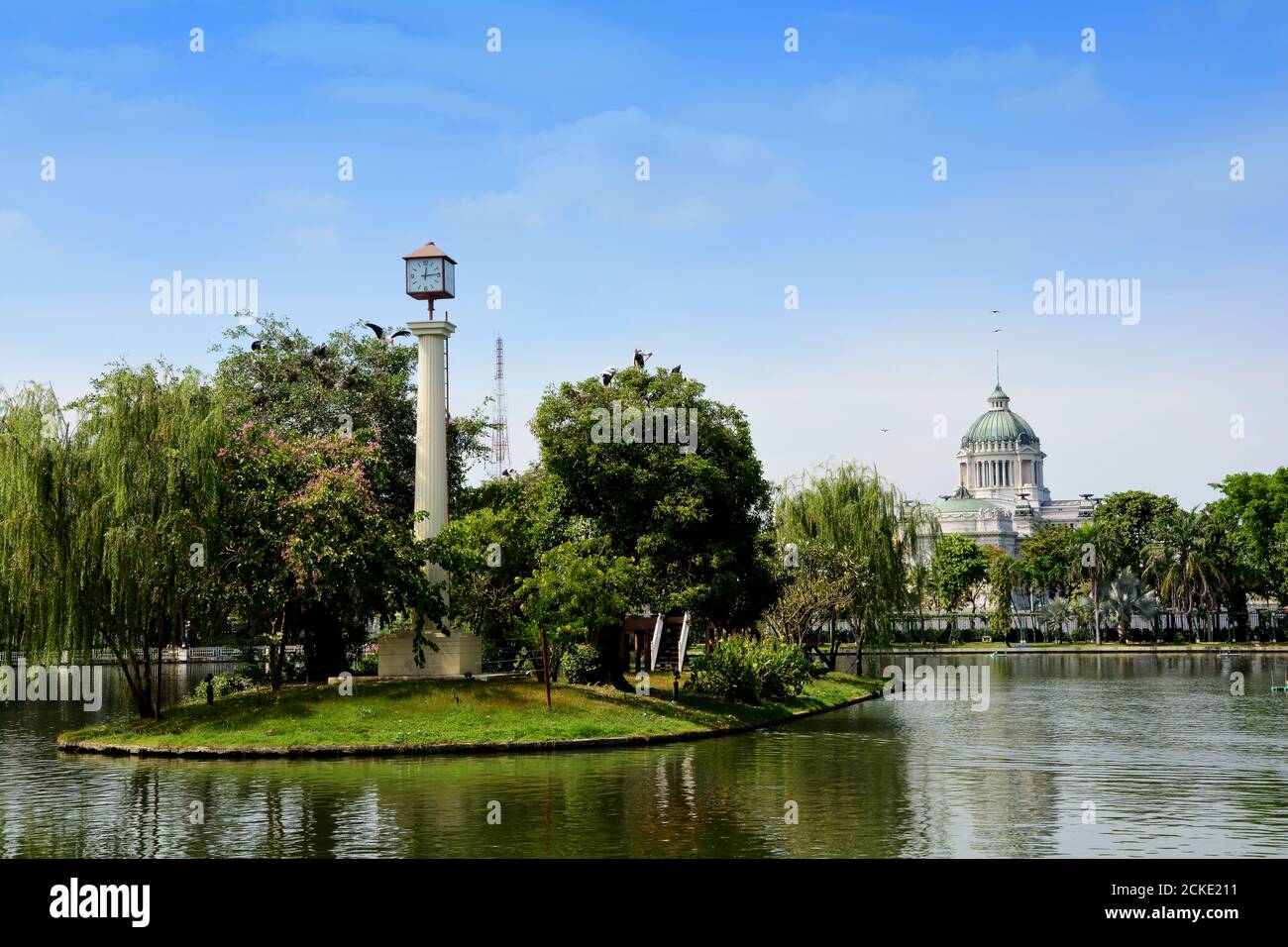 Beautiful architecural of the Ananta Samakhom Throne Hall (now closed), view from Dusit zoo (now closed) old stockphoto when 2017 Stock Photo