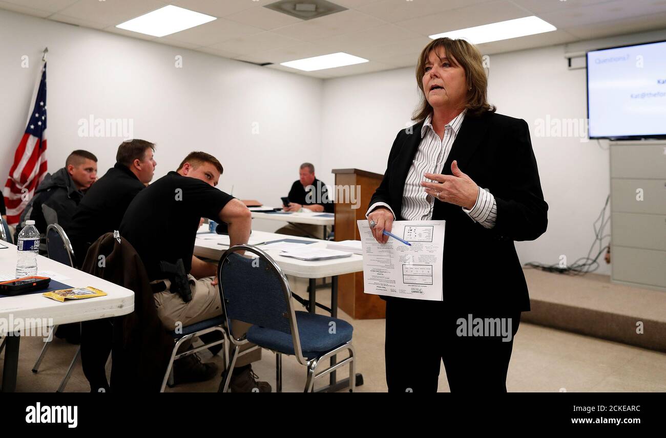 Former FBI agent Barbara Brown leads a training for law enforcement on  human trafficking held by the Tri-County Human Trafficking Task Force, a  project funded through the Lincoln Tubman Foundation at the