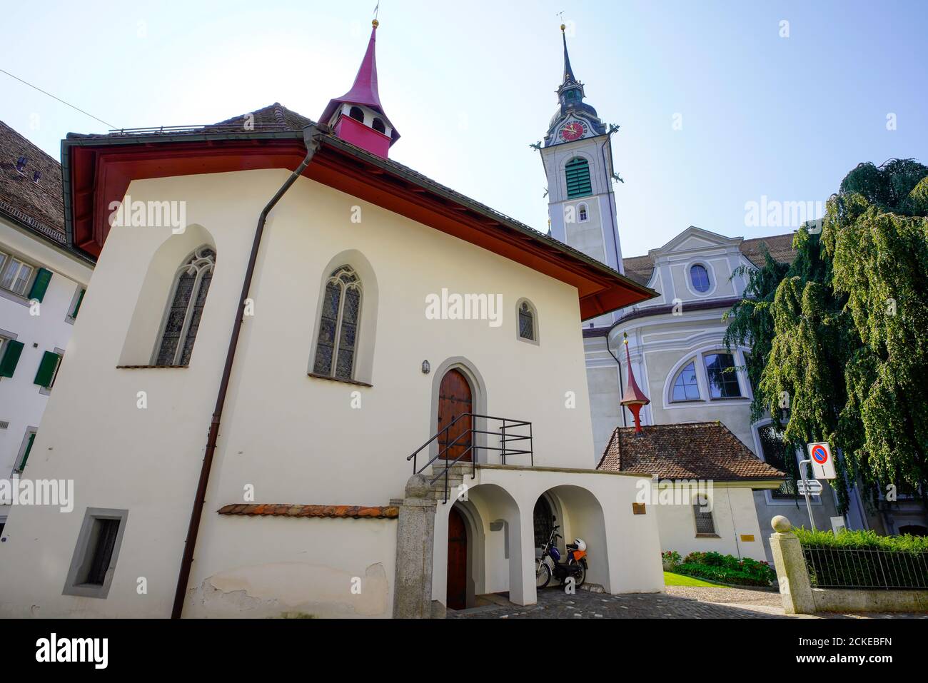 The Kerchel has served the Schwyz parish as a chapel for the dead since 1977, where the deceased are laid out for a few days. Catholic Parish Church o Stock Photo