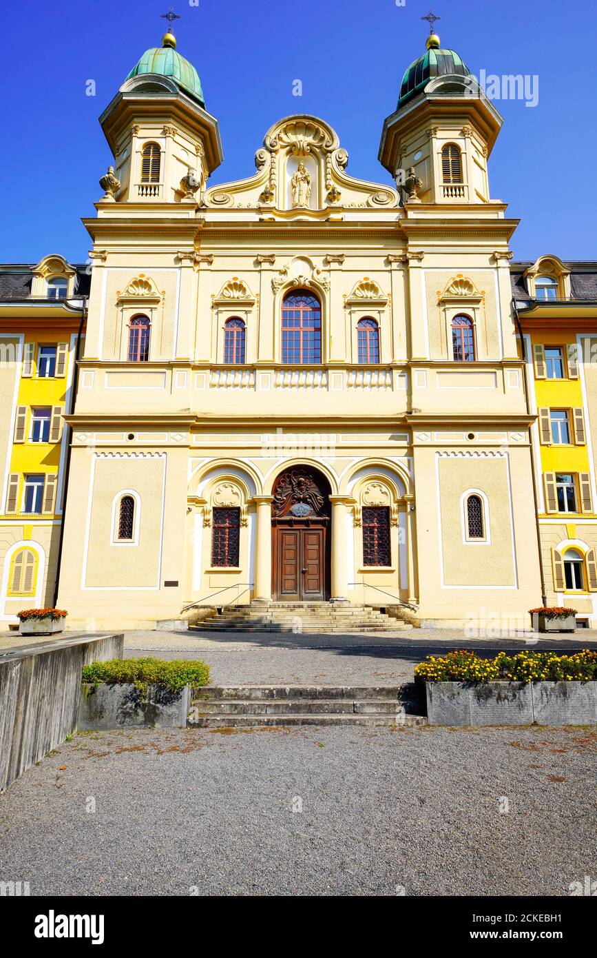 Cantonal school (Kantonsschule Kollegium) in Schwyz. The town of Schwyz is the capital of the canton of Schwyz in Switzerland. Stock Photo