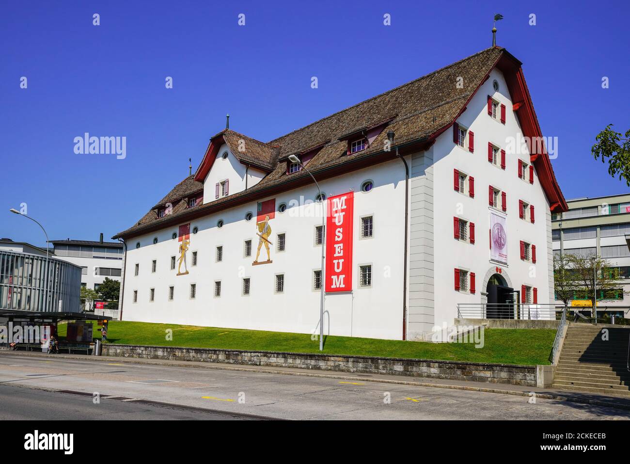 Museum building in Schwyz. Canton  Schwyz in Switzerland. The Federal Charter of 1291 or Bundesbrief, the charter that eventually led to the foundatio Stock Photo