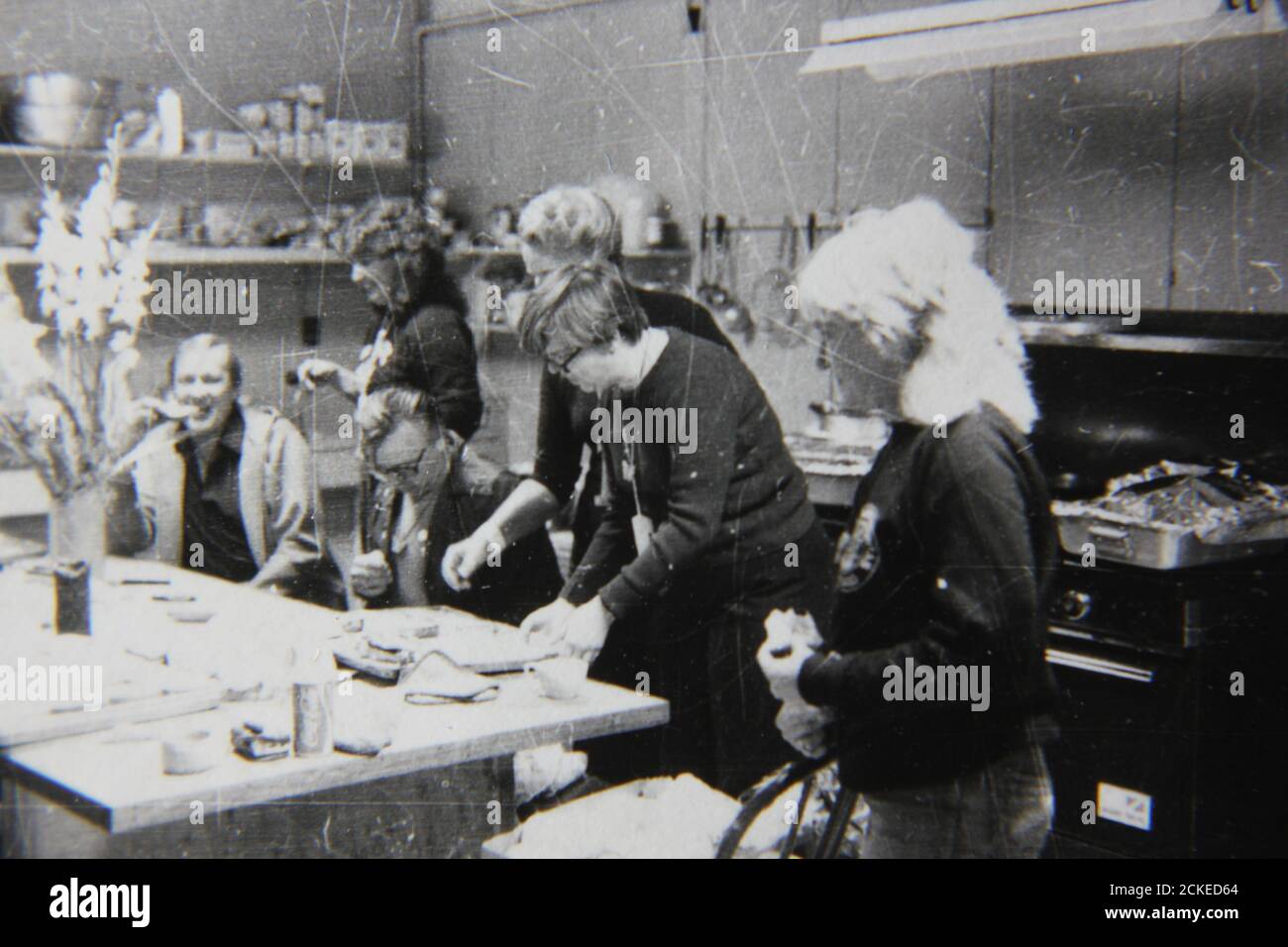 Fine 70s vintage black and white photography of the lady chefs cooking ...