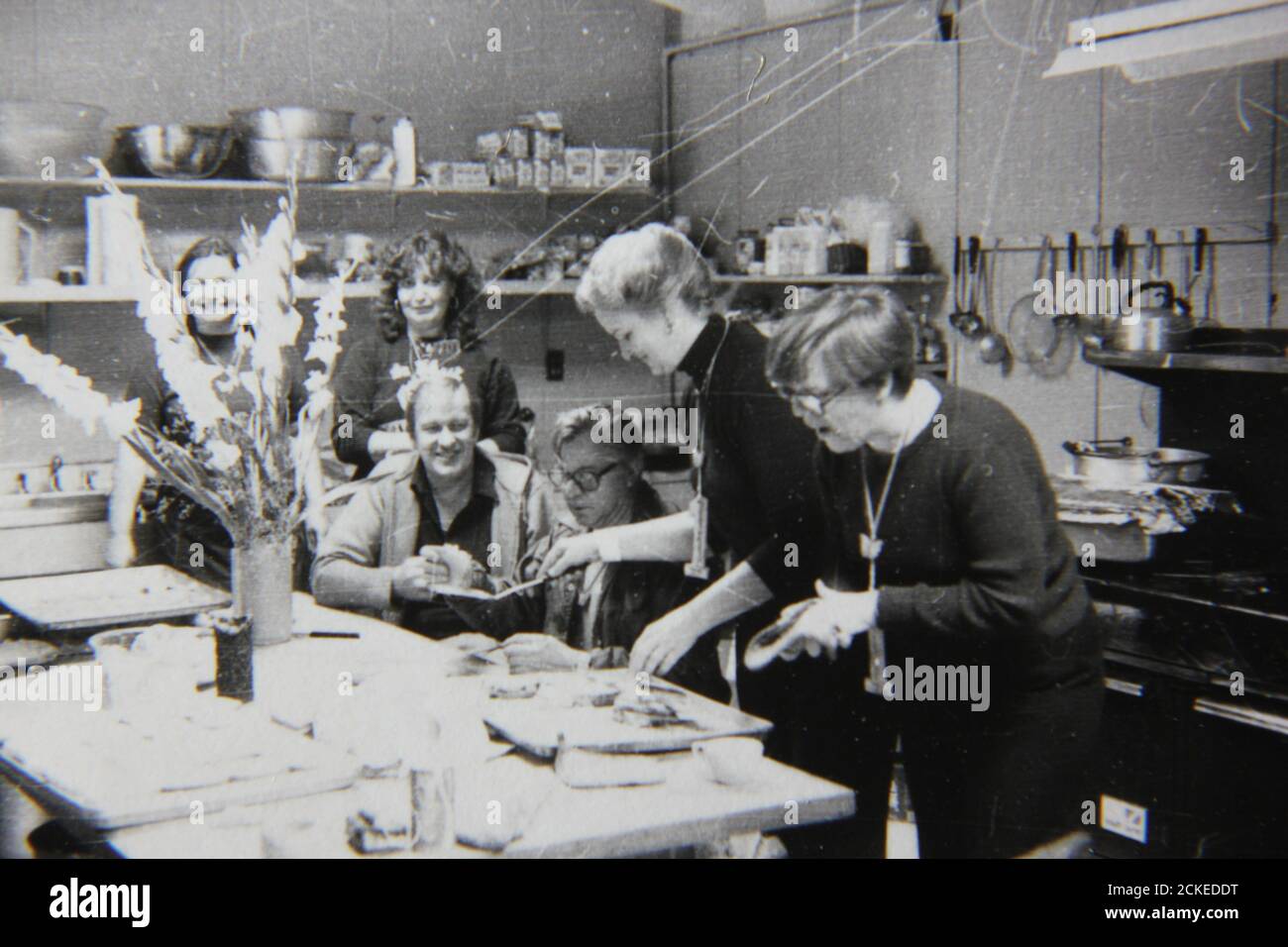 Fine 70s vintage black and white photography of the lady chefs cooking ...