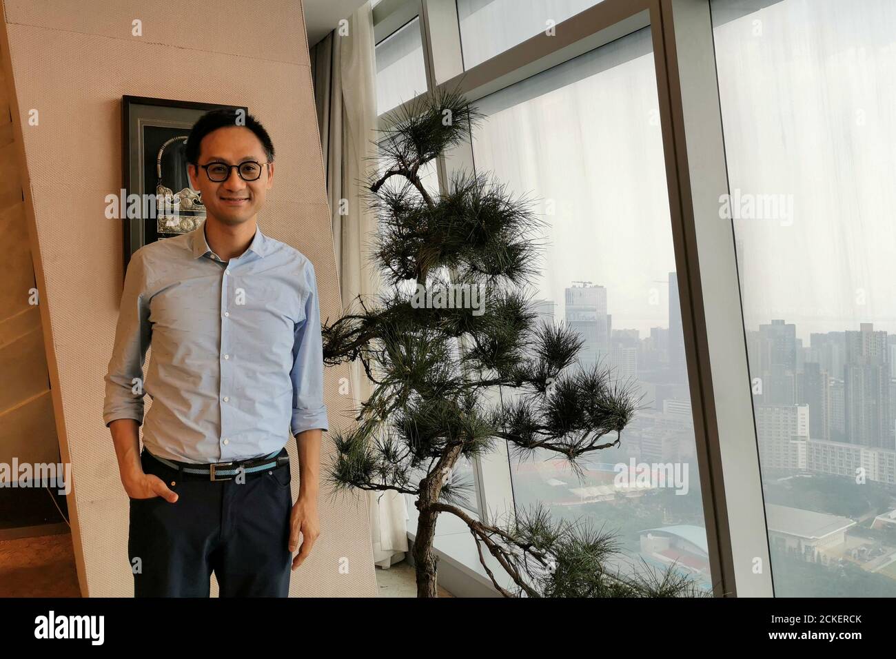 Dowson Tong, head of Tencent's Cloud and Smart Industries Group, poses at Tencent headquarters in Shenzhen, Guangdong province, China September 12, 2019. Picture taken September 12, 2019. REUTERS/Pei Li Stock Photo