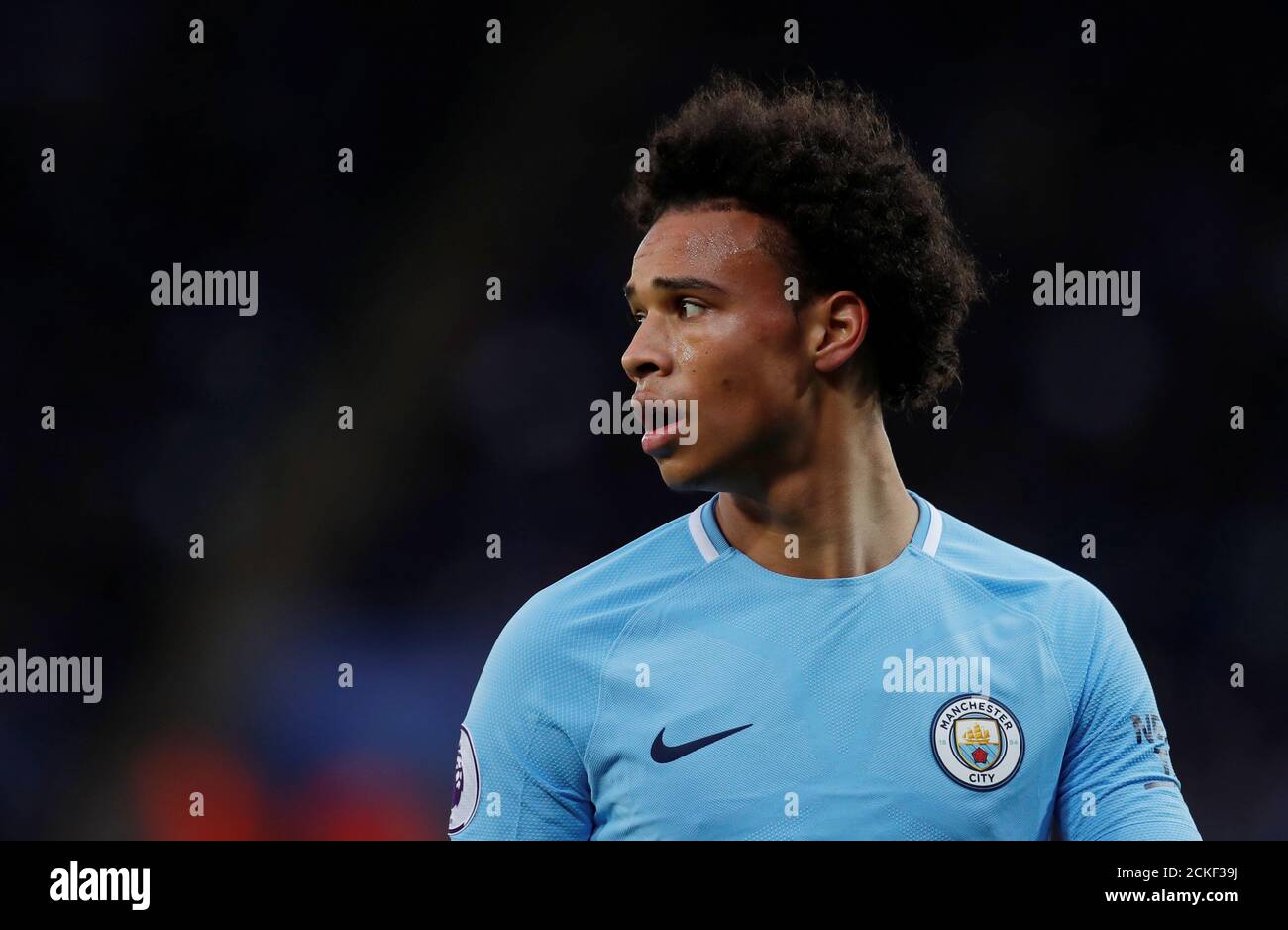 Soccer Football - Premier League - Leicester City vs Manchester City - King Power Stadium, Leicester, Britain - November 18, 2017   Manchester City's Leroy Sane       Action Images via Reuters/Andrew Couldridge    EDITORIAL USE ONLY. No use with unauthorized audio, video, data, fixture lists, club/league logos or 'live' services. Online in-match use limited to 75 images, no video emulation. No use in betting, games or single club/league/player publications. Please contact your account representative for further details. Stock Photo