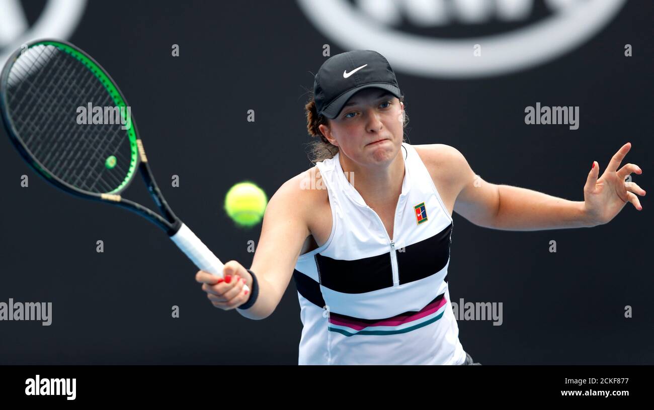Tennis - Australian Open - Second Round - Melbourne Park, Melbourne,  Australia, January 17, 2019. Poland's Iga Swiatek in action during the  match against Italy's Camila Giorgi. REUTERS/Aly Song Stock Photo - Alamy