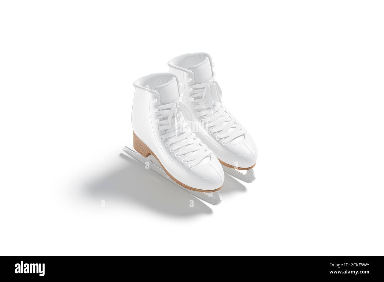 Blank white ice skates with blade and lace mockup pair Stock Photo Alamy