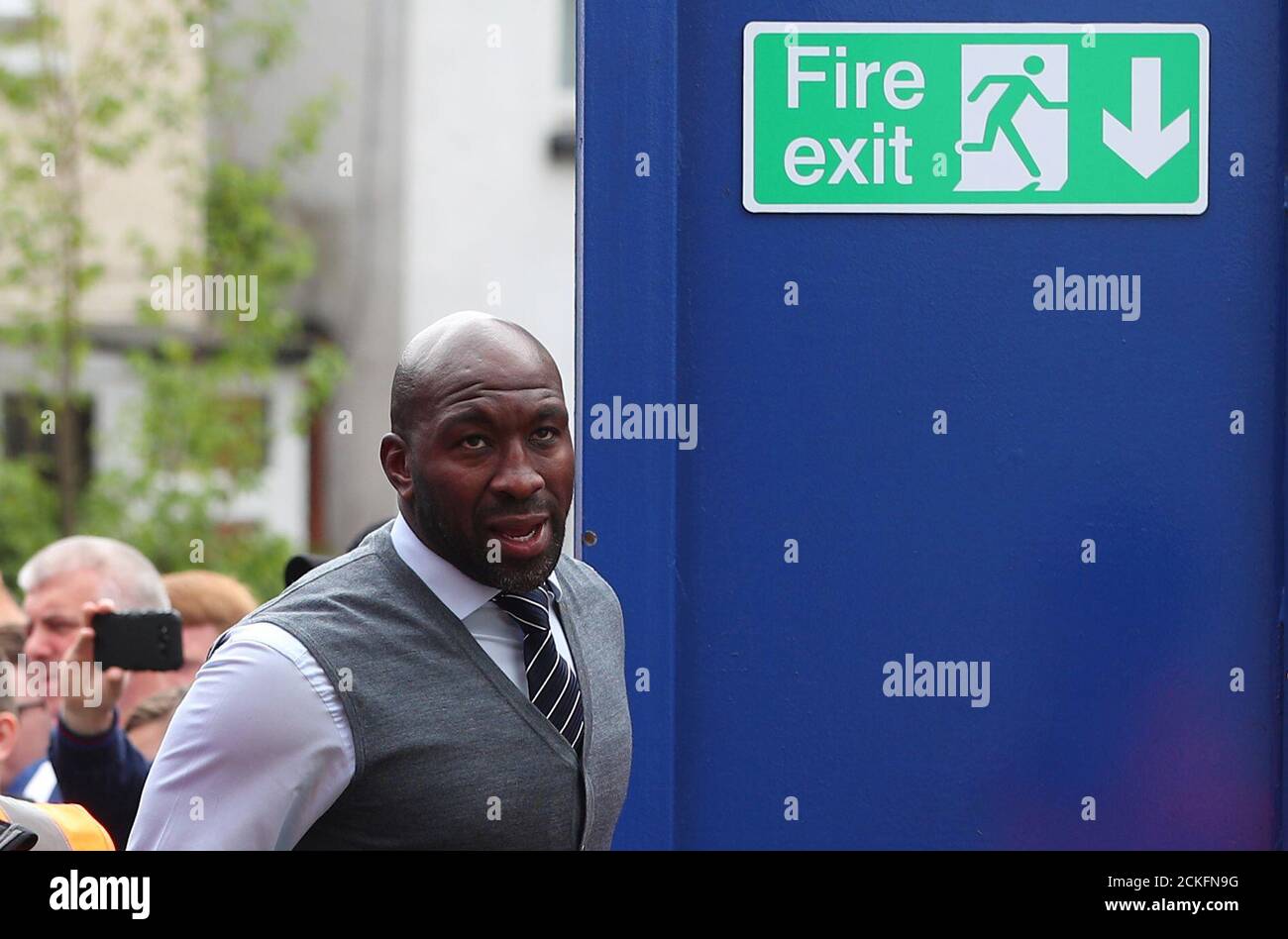 Soccer Football - Premier League - Crystal Palace vs West Bromwich Albion - Selhurst Park, London, Britain - May 13, 2018 West Bromwich Albion caretaker manager Darren Moore arrives at the stadium before the match REUTERS/Hannah McKay EDITORIAL USE ONLY. No use with unauthorized audio, video, data, fixture lists, club/league logos or "live" services. Online in-match use limited to 75 images, no video emulation. No use in betting, games or single club/league/player publications. Please contact your account representative for further details. Stock Photo