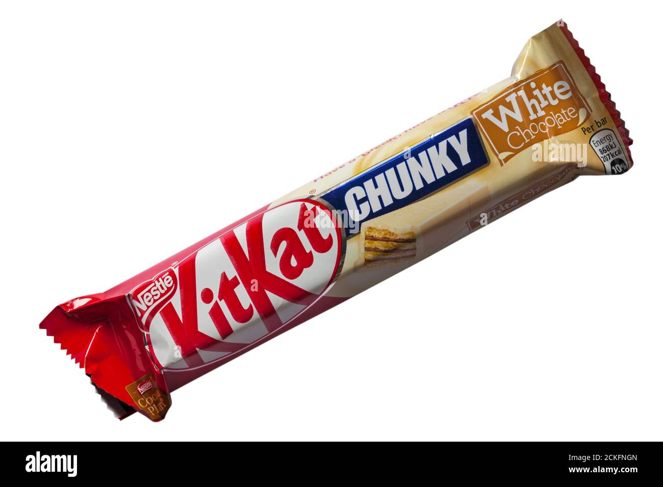 Nestle KitKat chunky white chocolate bar isolated on white background