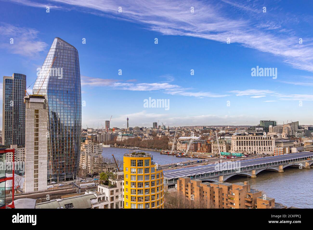 One Blackfriars ,also known as the Vase, a mixed-use development at No.1 Blackfriars Road overlooking The River Thames at Bankside, London, UK Stock Photo