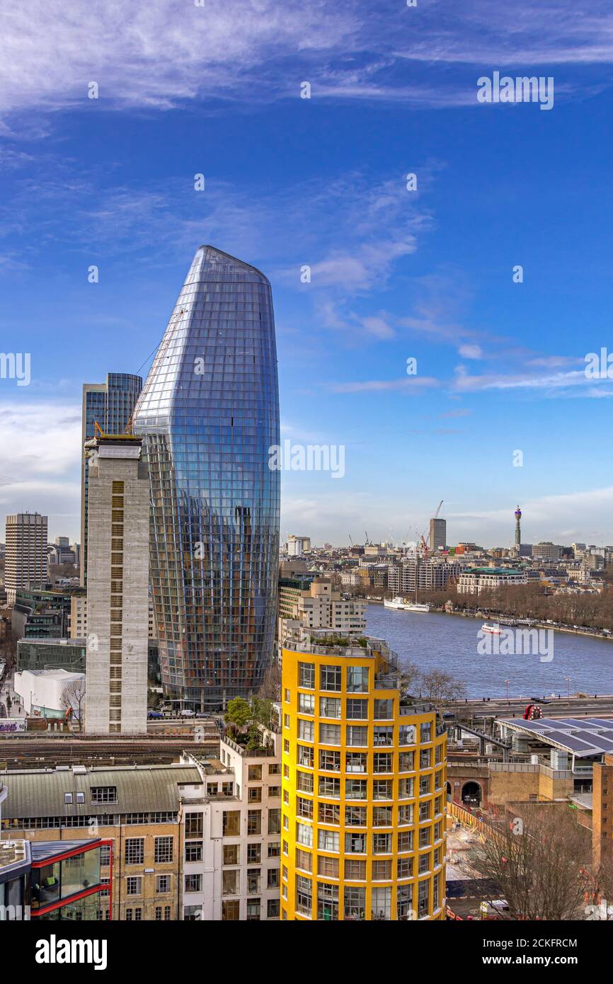 One Blackfriars ,also known as the Vase, a mixed-use development at No.1 Blackfriars Road overlooking The River Thames at Bankside, London, UK Stock Photo
