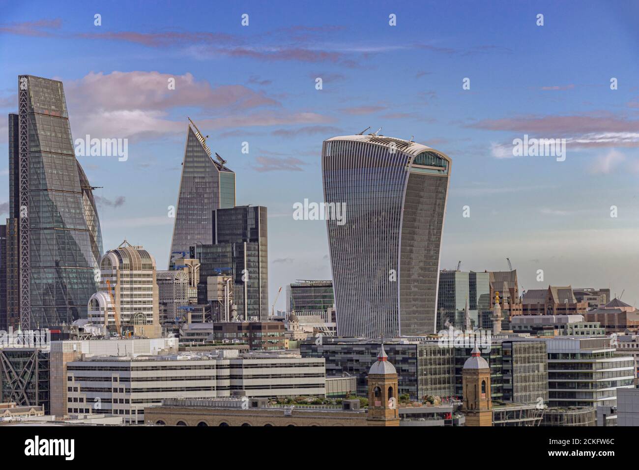 20 Fenchurch Street or The Walkie Talkie building, with The Scalpel and Cheesegrater  in The City Of London, London, UK Stock Photo