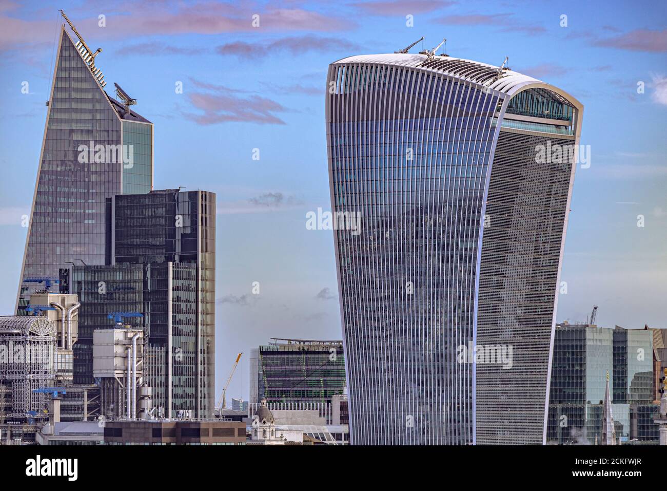 20 Fenchurch Street or The Walkie Talkie building,  with The Scalpel to the left in The City Of London, London ,UK Stock Photo