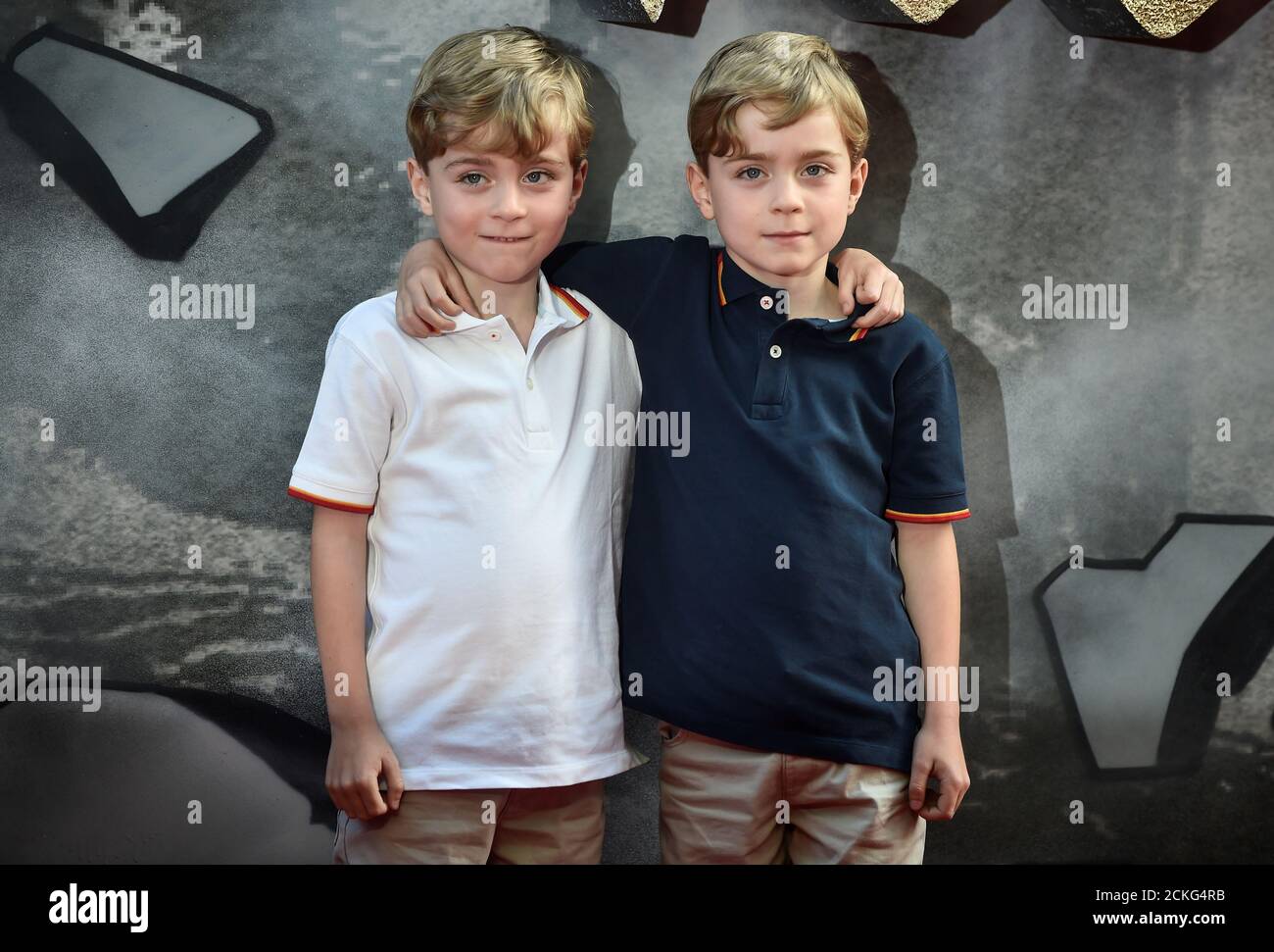 Actors Oliver (L) and Zac Barker pose at the European premiere of "King