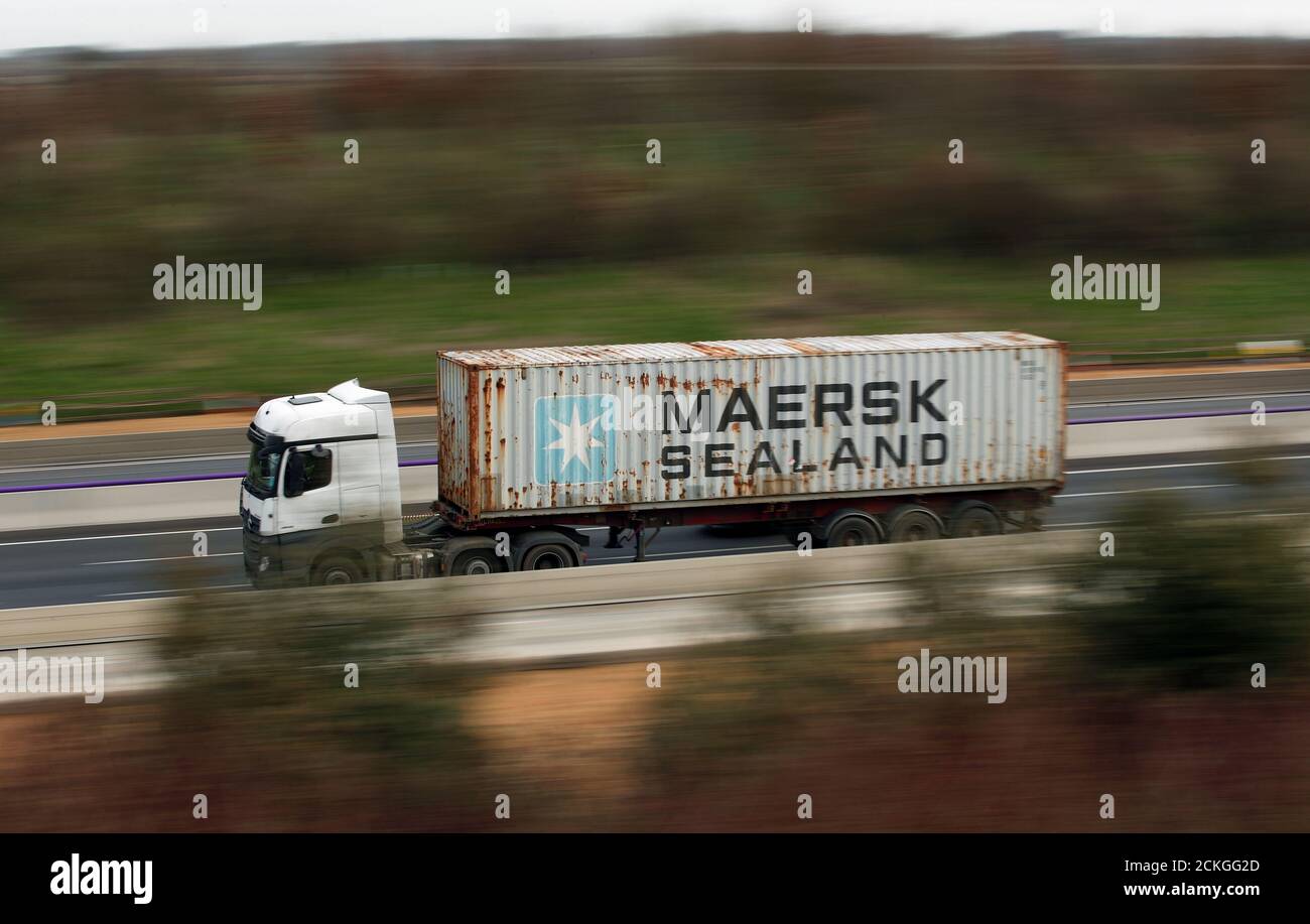 Maersk Container On A Lorry High Resolution Stock Photography and