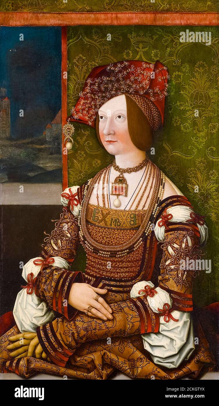 Bianca Maria Sforza (1472-1510), Holy Roman Empress, portrait painting by Bernhard Strigel, 1505-1510 Stock Photo