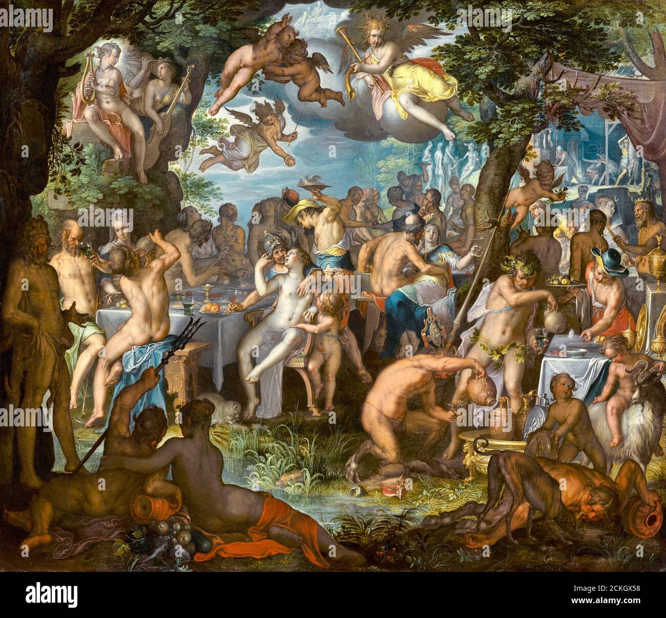 The wedding of Peleus and Thetis, painting by Joachim Anthonisz Wtewael, 1612 Stock Photo