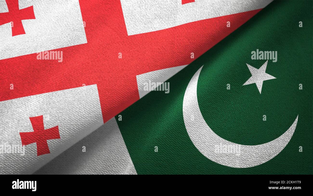 Georgia And Pakistan Two Flags Textile Cloth Fabric Texture Stock Georgia And Pakistan Two Flags Textile Cloth Fabric Texture Stock
