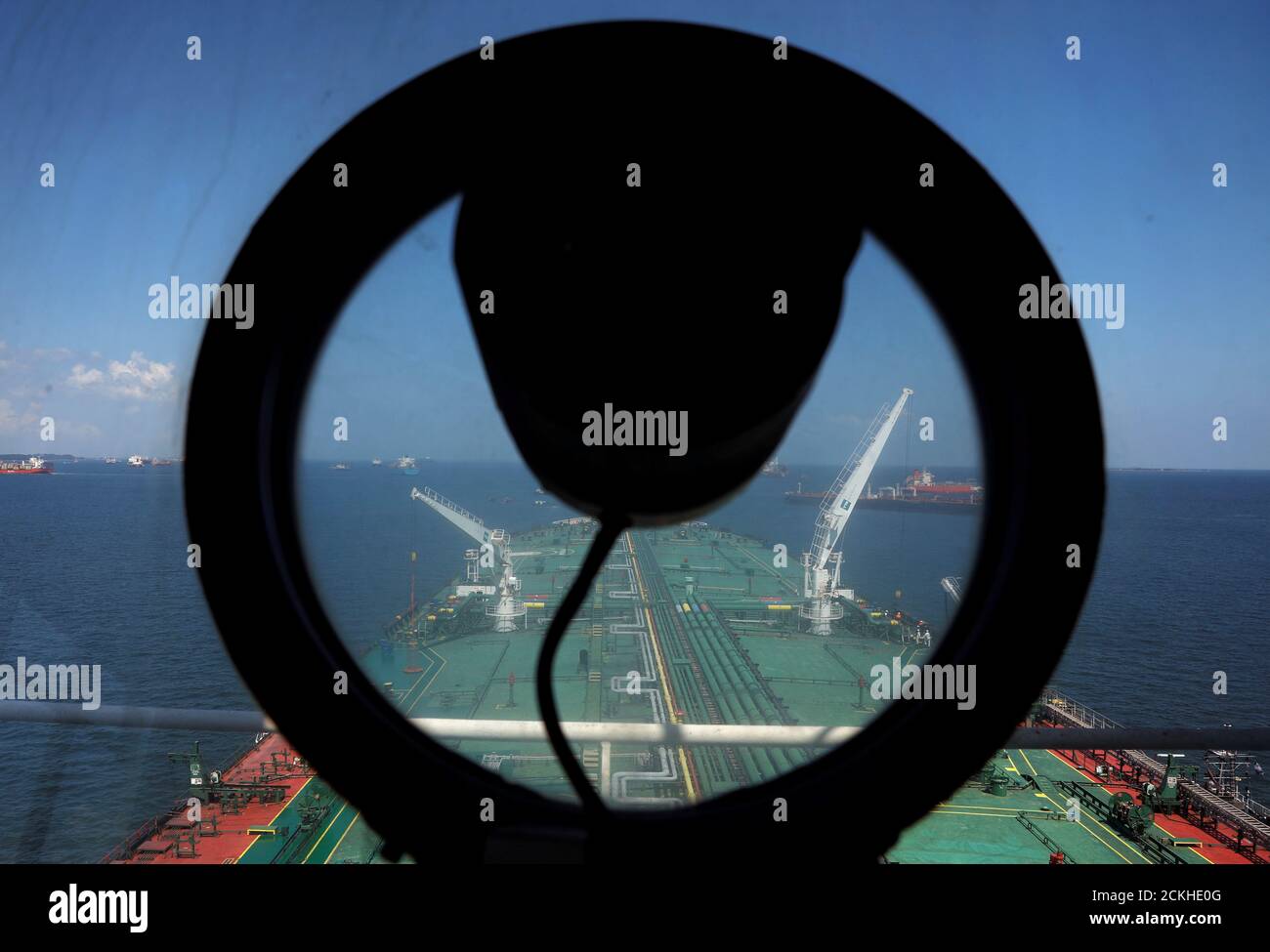REFILE - CORRECTING TYPO IN SUPERTANKER'S NAME A view of Hin Leong's Pu Tuo San VLCC supertanker in the waters off Jurong Island in Singapore July 11, 2019.  Picture taken July 11, 2019.  REUTERS/Edgar Su Stock Photo