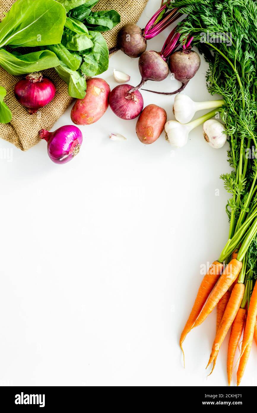 Healthy food. Vegetables - carrot, beet, potato - top view frame copy ...