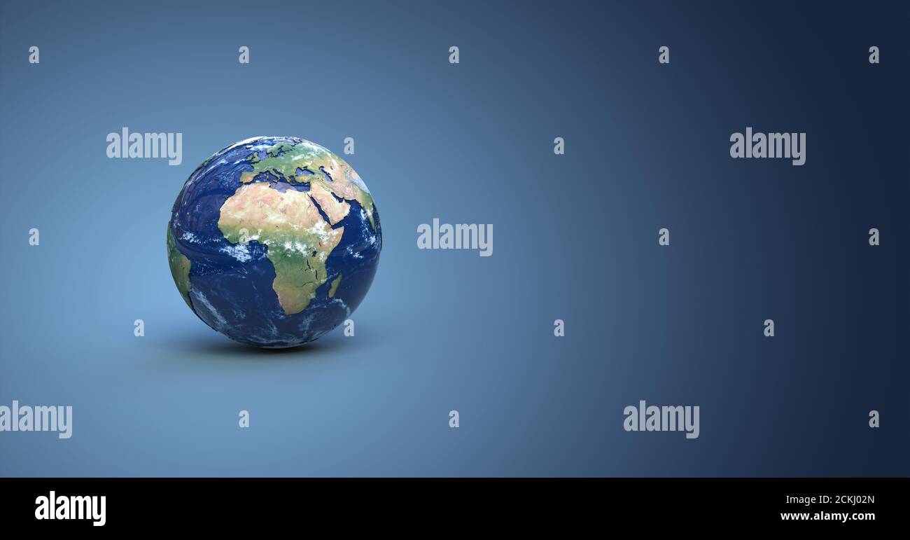 earth globe on dark blue background 3D rendering Stock Photo