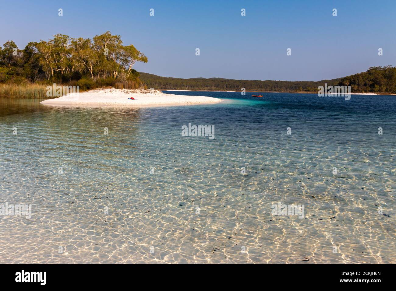 Paradise island - view of one of the beaches lining Lake McKenzie, on Fraser Island, Australia Stock Photo