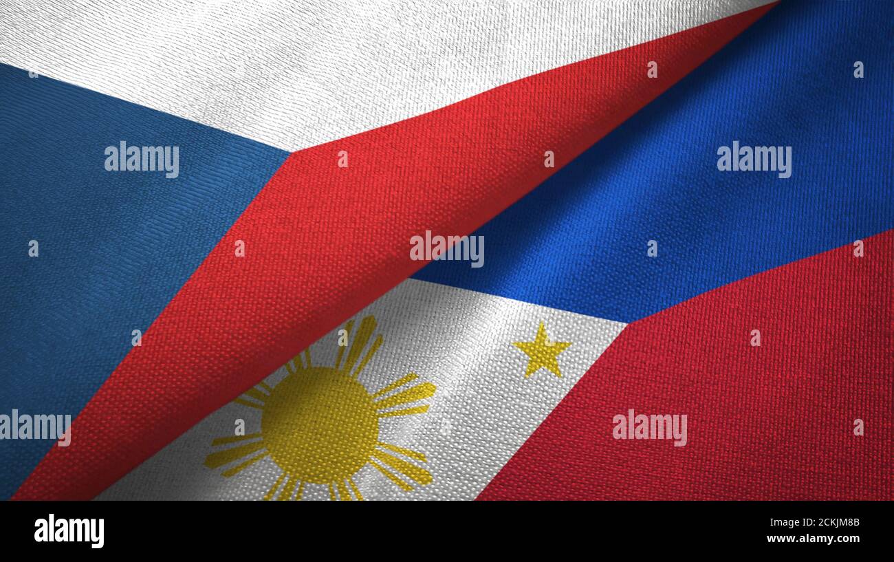 Czech Republic and Philippines two flags textile cloth, fabric texture Stock Photo