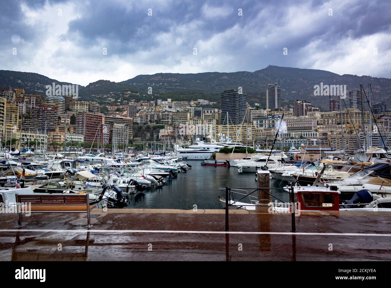 Port of Monaco on a stormy weather Stock Photo